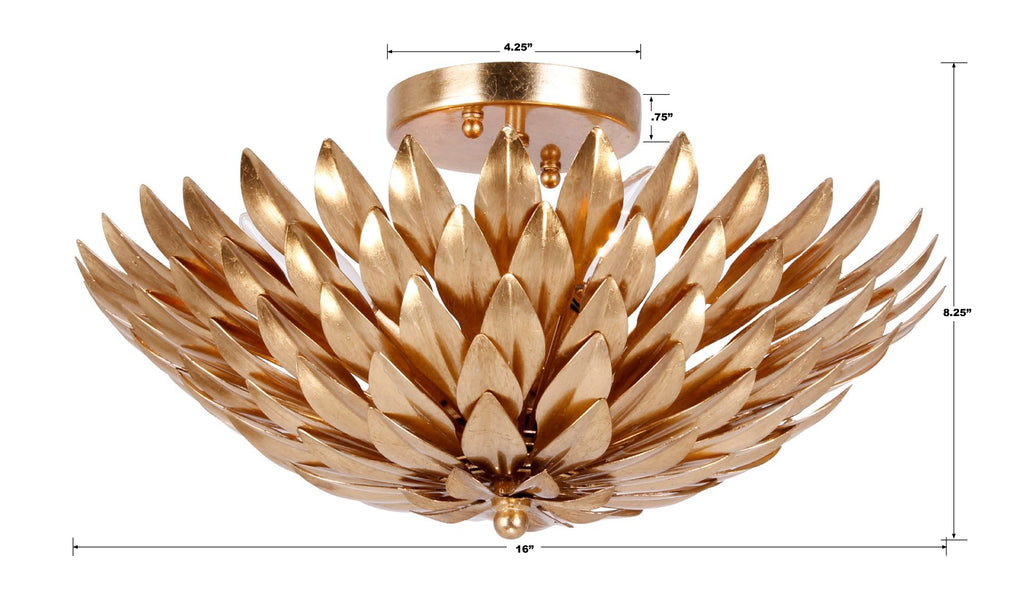 Crystorama Crystorama Broche 4 Light Antique Gold Semi Flush Mount