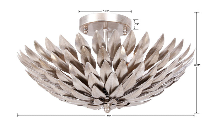 Crystorama Crystorama Broche 4 Light Antique Silver Semi Flush Mount