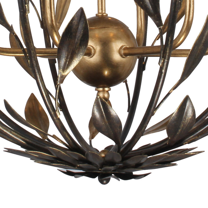 Broche 6 Light English Bronze + Antique Gold Sphere Chandelier Crystorama