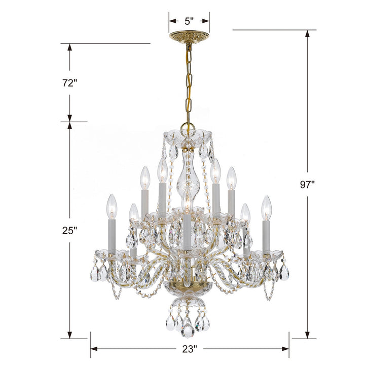 Traditional Crystal 10 Light Clear Crystal Polished Brass Chandelier Crystorama