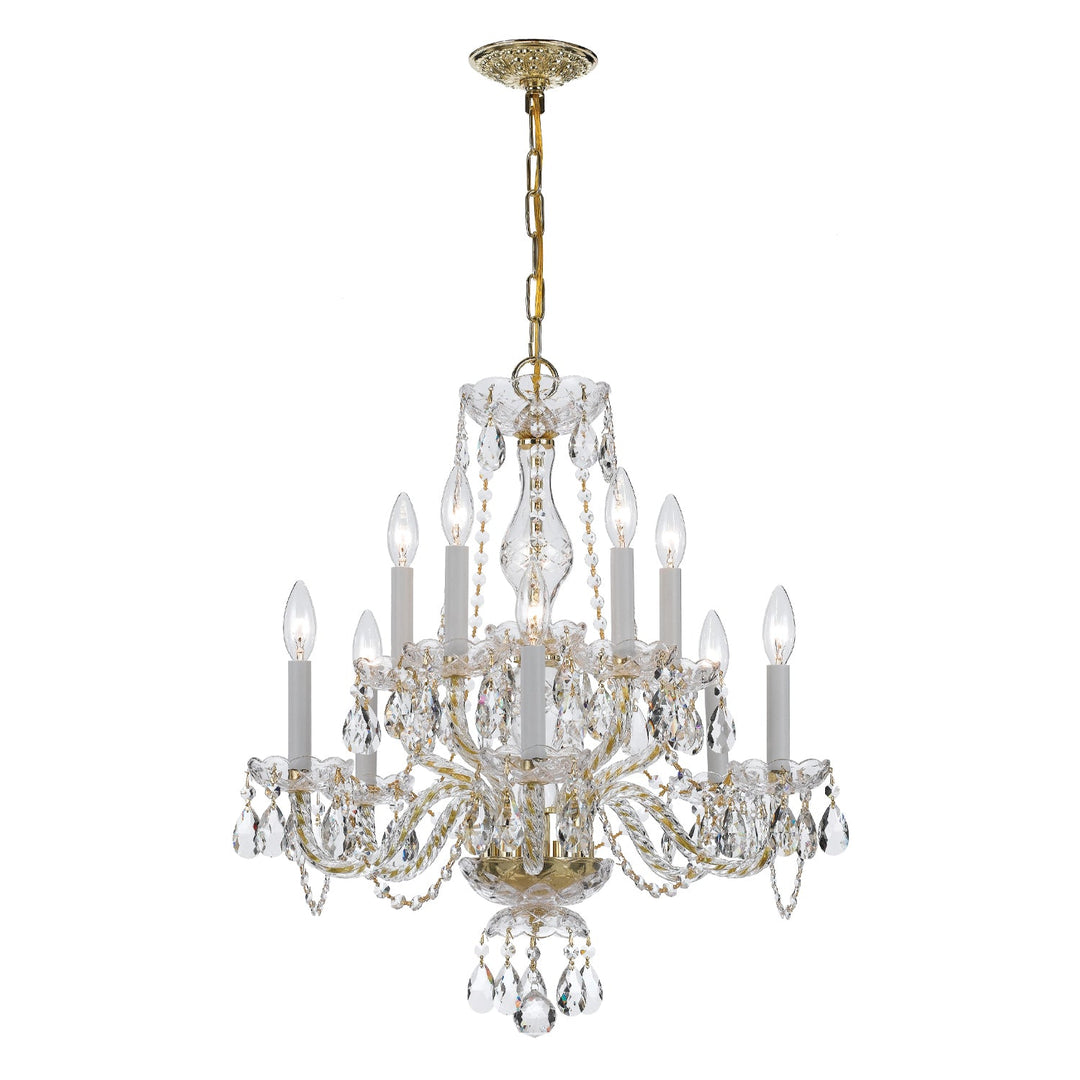 Traditional Crystal 10 Light Swarovski Strass Crystal Polished Brass Chandelier Crystorama