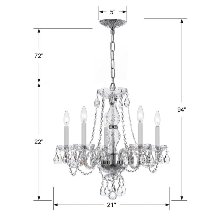 Traditional Crystal 5 Light Crystal Polished Chrome Chandelier Crystorama