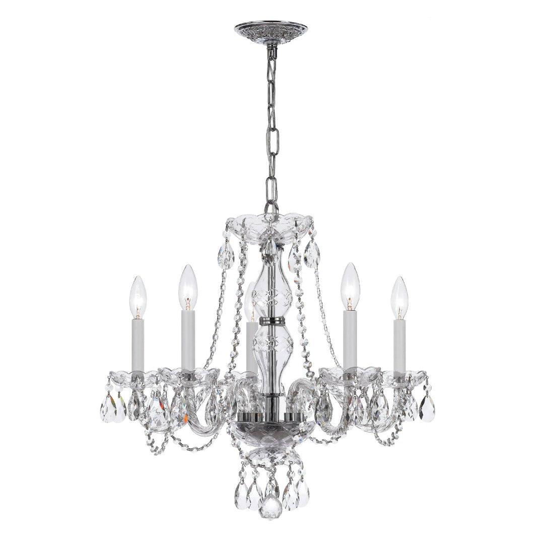 Traditional Crystal 5 Light Swarovski Strass Crystal Polished Chrome Chandelier Crystorama