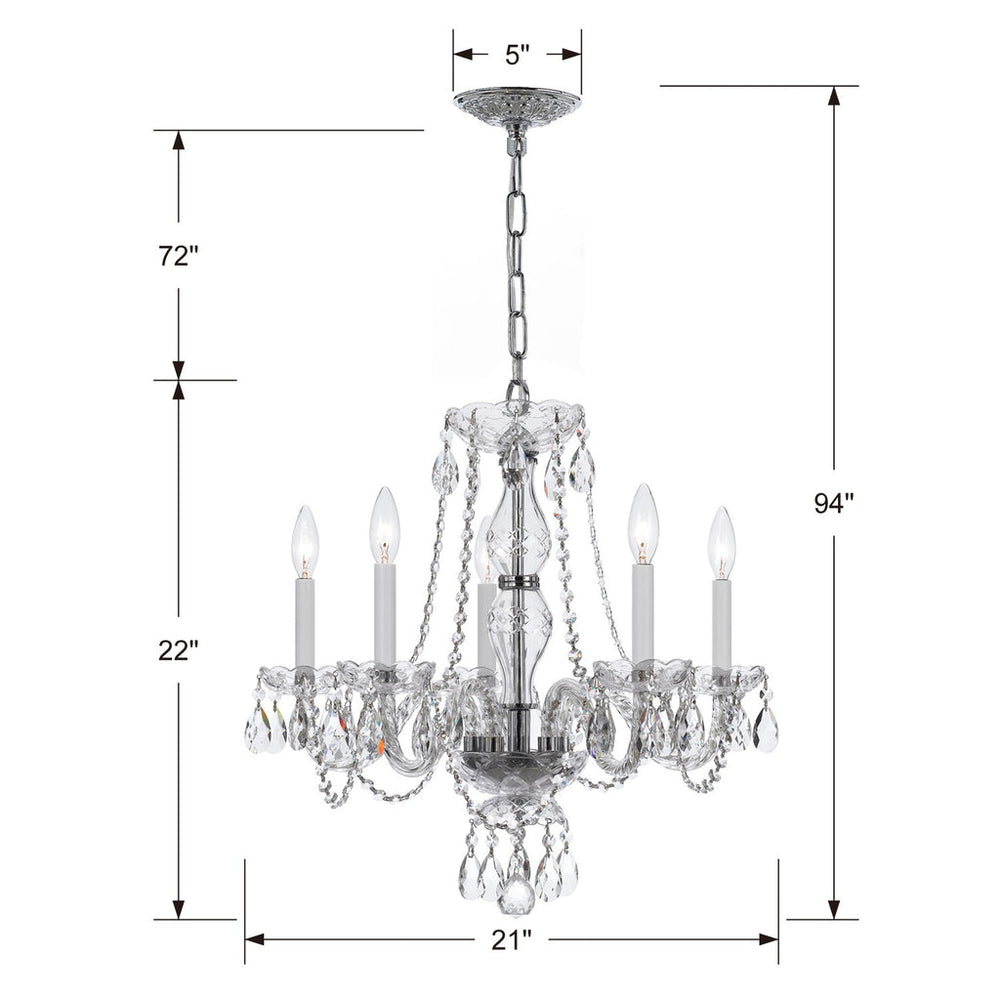 Traditional Crystal 5 Light Spectra Crystal Polished Chrome Chandelier Crystorama