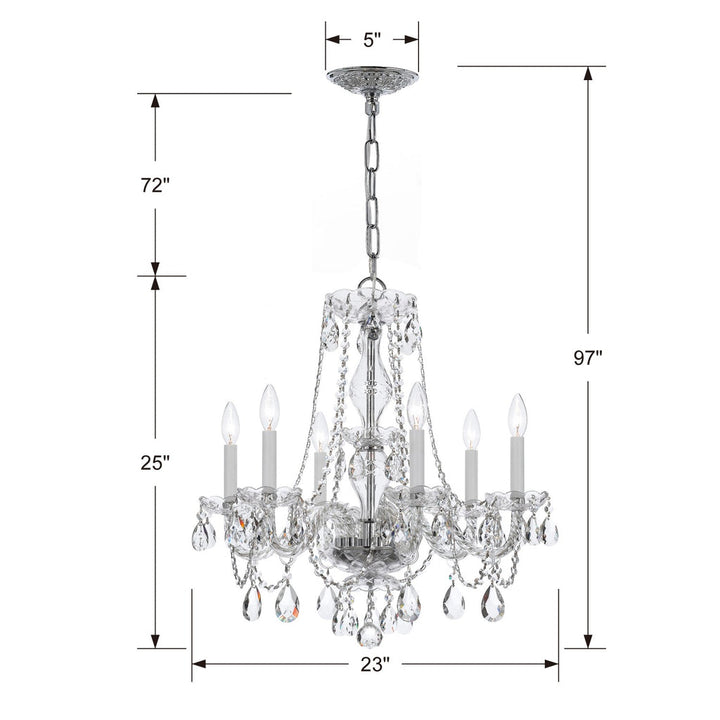 Traditional Crystal 6 Light Crystal Polished Chrome Chandelier Crystorama