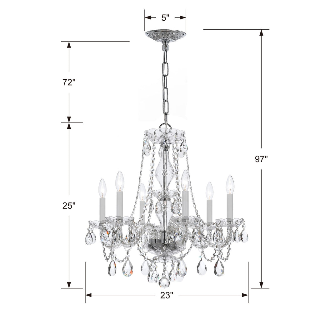 Traditional Crystal 6 Light Spectra Crystal Polished Chrome Chandelier Crystorama