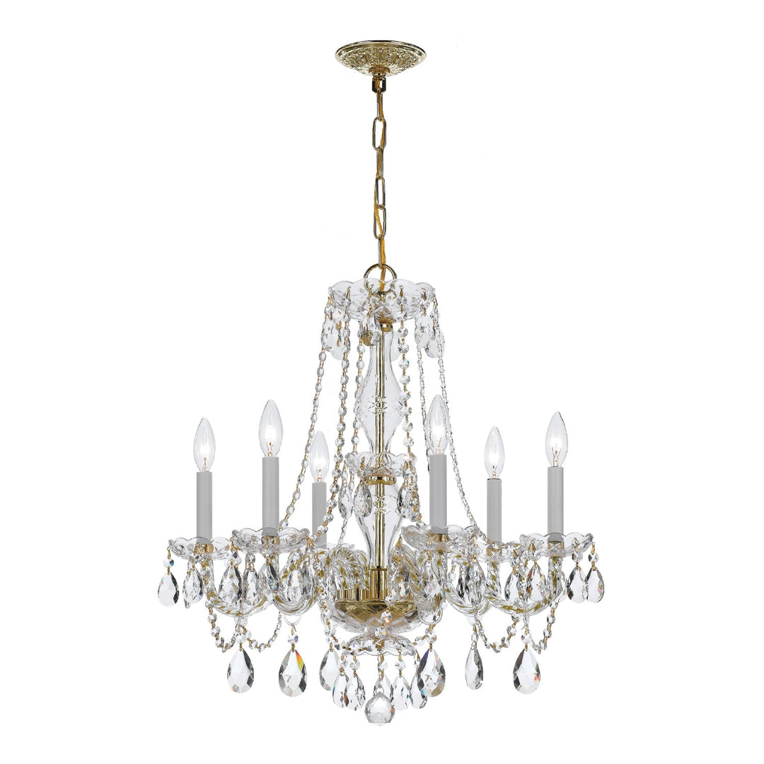 Traditional Crystal 6 Light Spectra Crystal Polished Brass Chandelier Crystorama