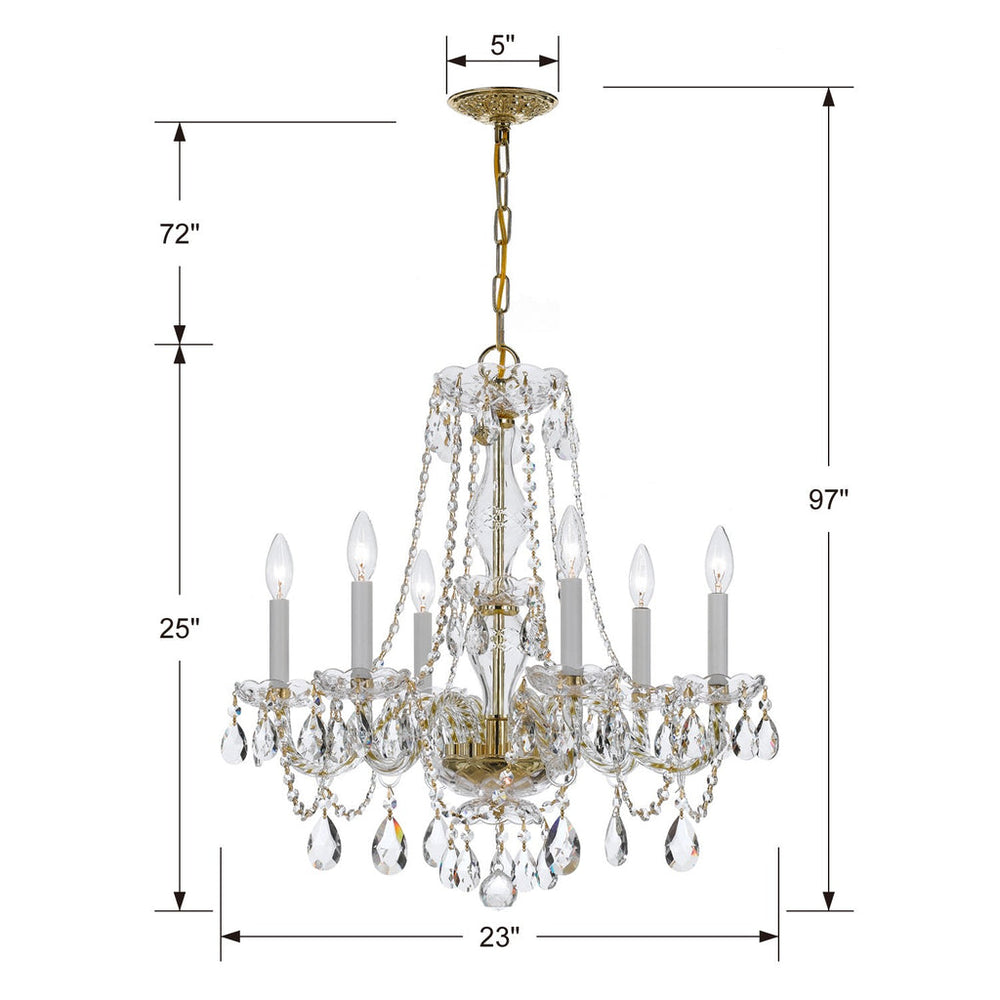 Traditional Crystal 6 Light Spectra Crystal Polished Brass Chandelier Crystorama