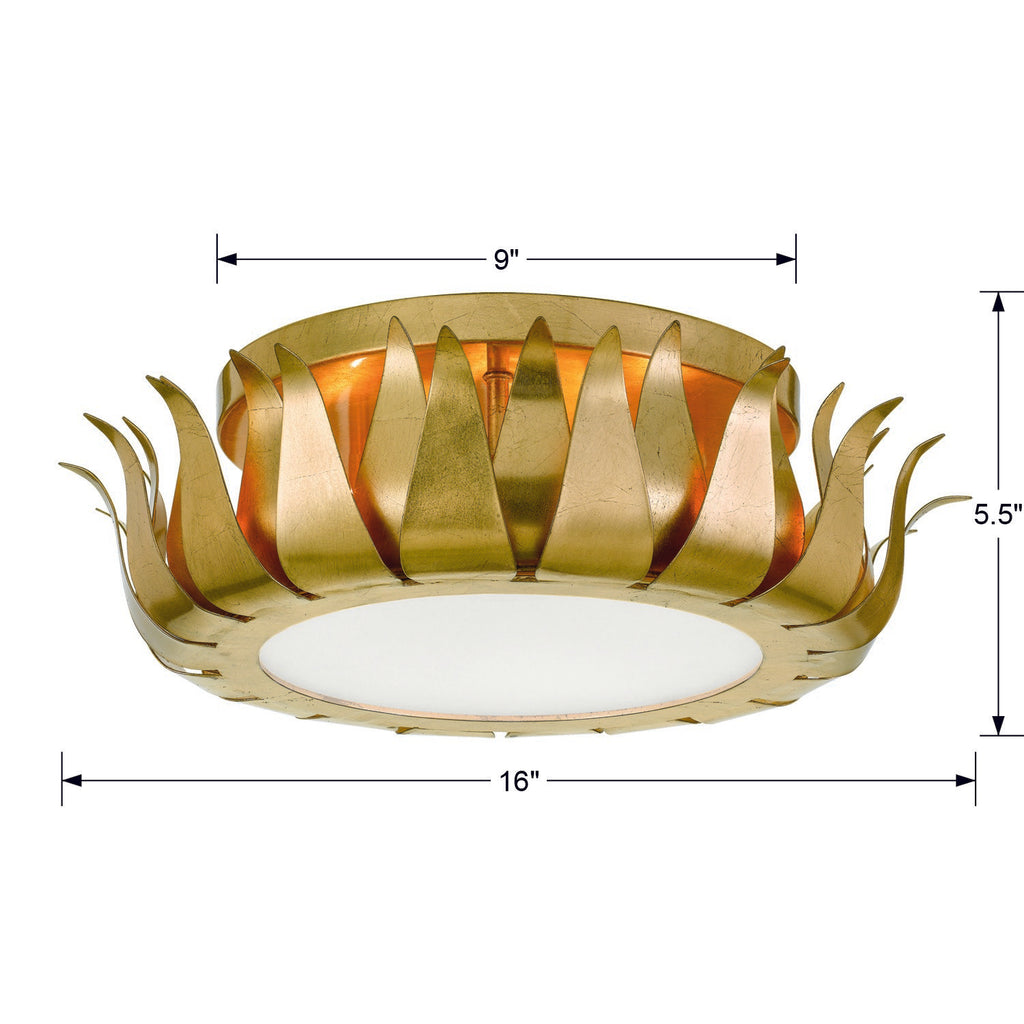 Crystorama Crystorama Broche 3 Light Antique Gold Flush Mount