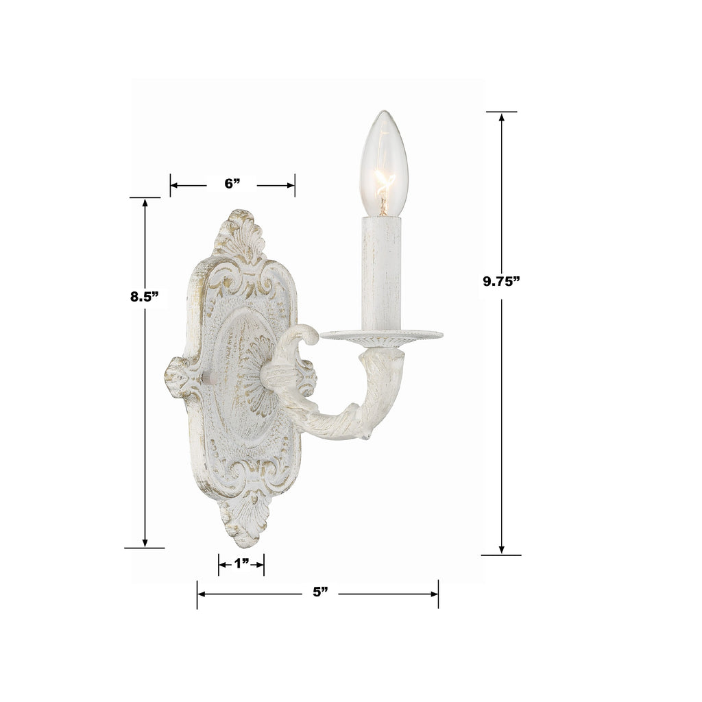 Crystorama Crystorama Paris Market 1 Light Antique White Sconce