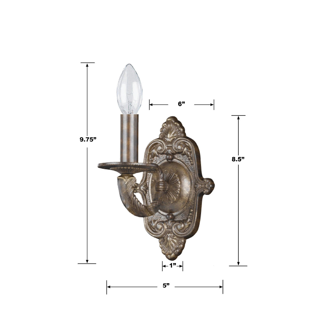 Crystorama Crystorama Paris Market 1 Light Antique White Sconce