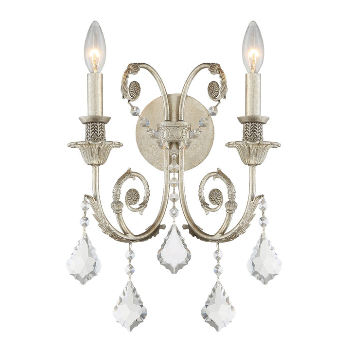 Regis 2 Light Spectra Crystal Olde Silver Sconce Crystorama