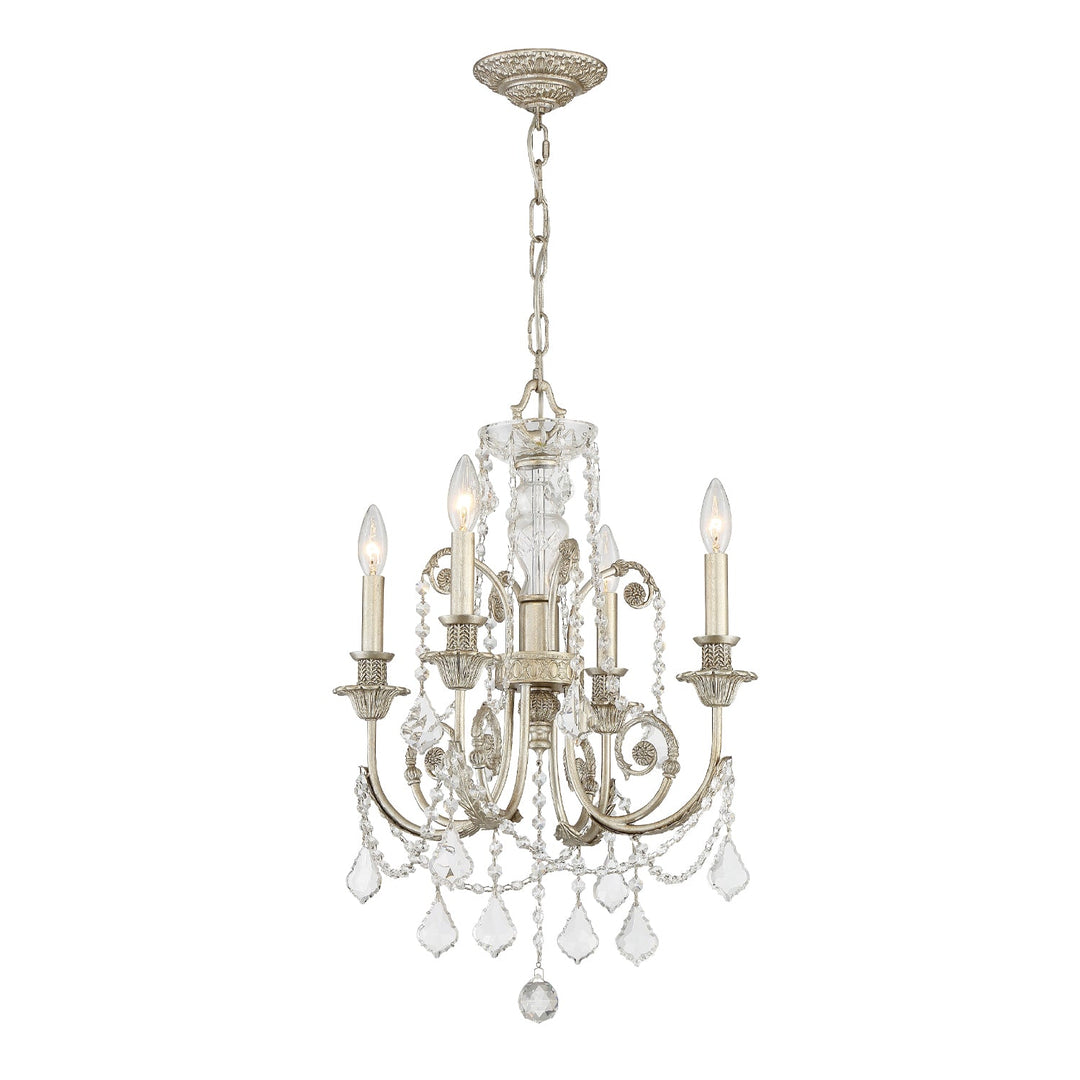 Regis 4 Light Swarovski Strass Crystal Olde Silver Chandelier Crystorama