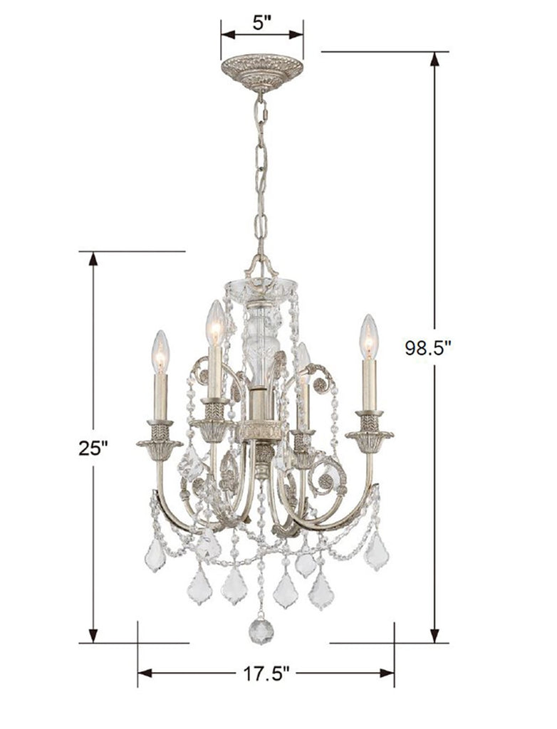 Regis 4 Light Spectra Crystal Olde Silver Chandelier Crystorama