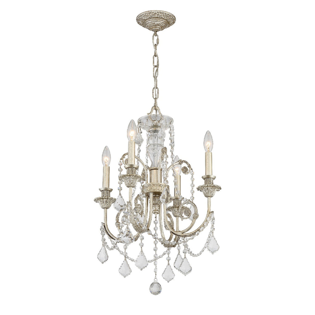 Regis 4 Light Swarovski Strass Crystal Olde Silver Chandelier Crystorama