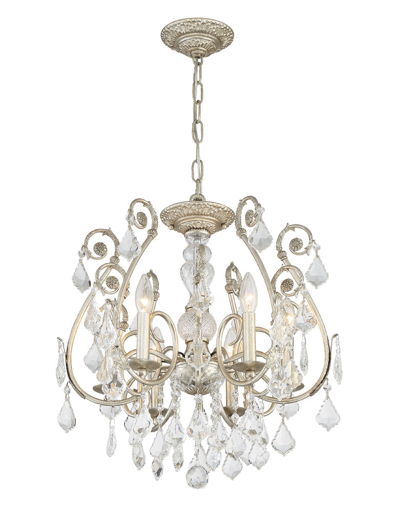 Regis 6 Light Hand Cut Crystal Olde Silver Chandelier Crystorama