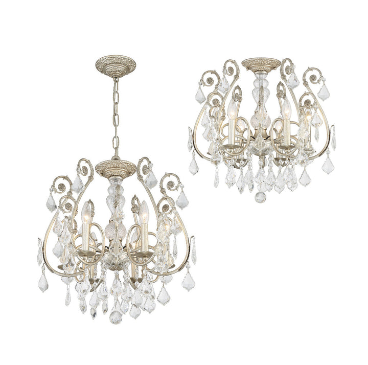 Regis 6 Light Spectra Crystal Olde Silver Chandelier Crystorama