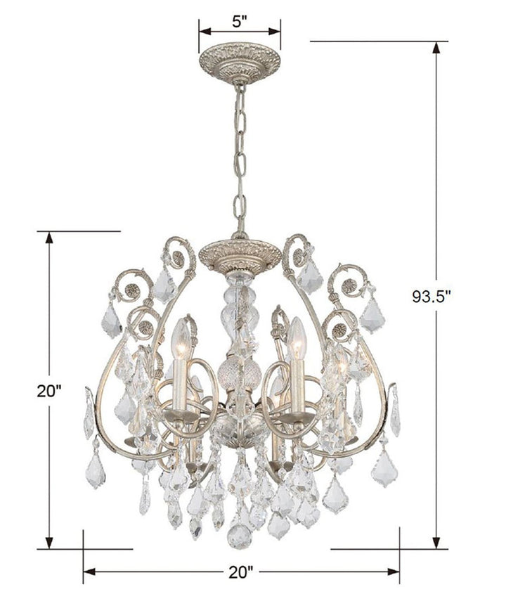 Regis 6 Light Spectra Crystal Olde Silver Chandelier Crystorama