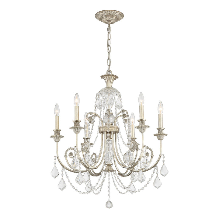 Regis 6 Light Spectra Crystal Olde Silver Chandelier Crystorama