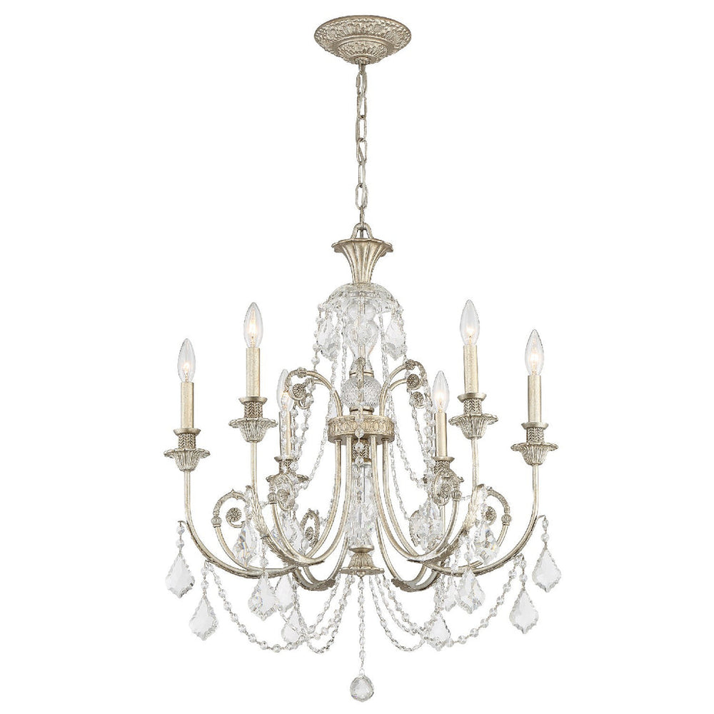 Regis 6 Light Swarovski Strass Crystal Olde Silver Chandelier Crystorama