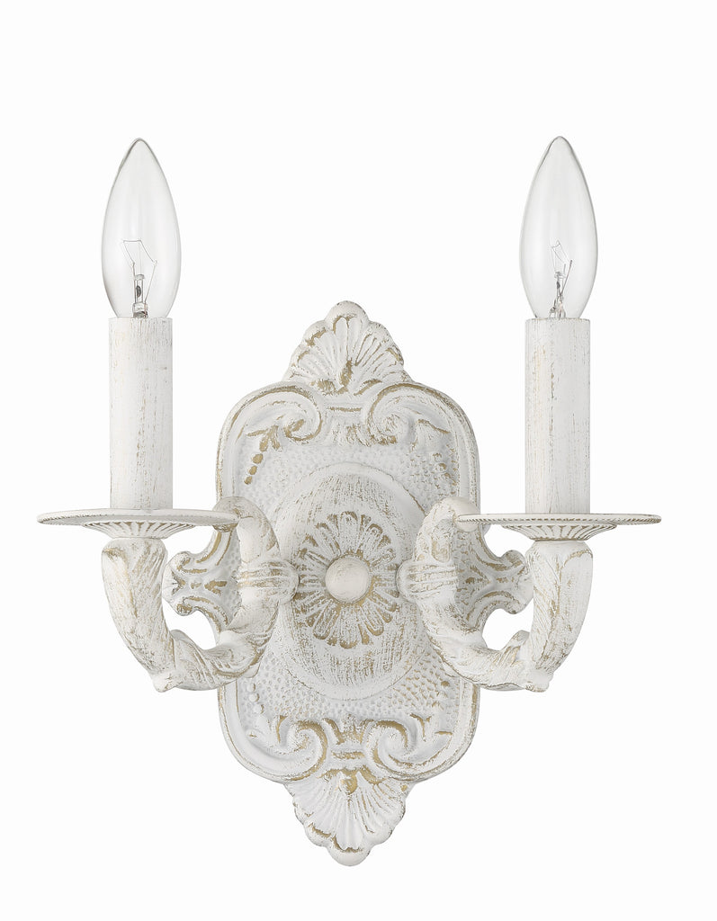 Crystorama Crystorama Paris Market 2 Light Antique White Sconce