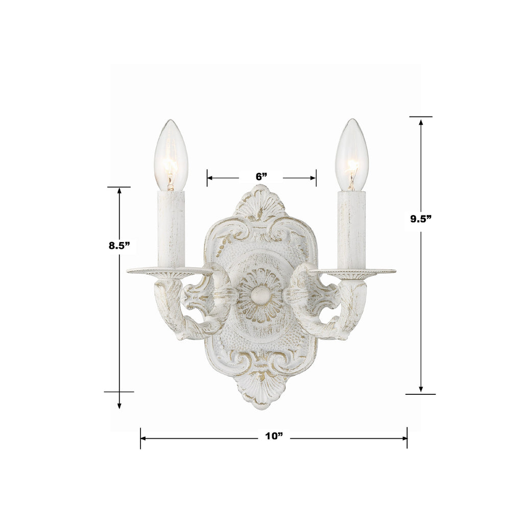 Paris Market 2 Light Antique White Sconce Crystorama