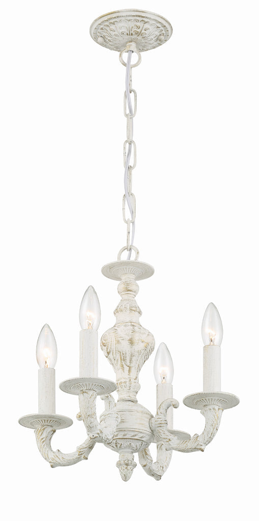 Paris Market 4 Light Antique White Mini Chandelier Crystorama