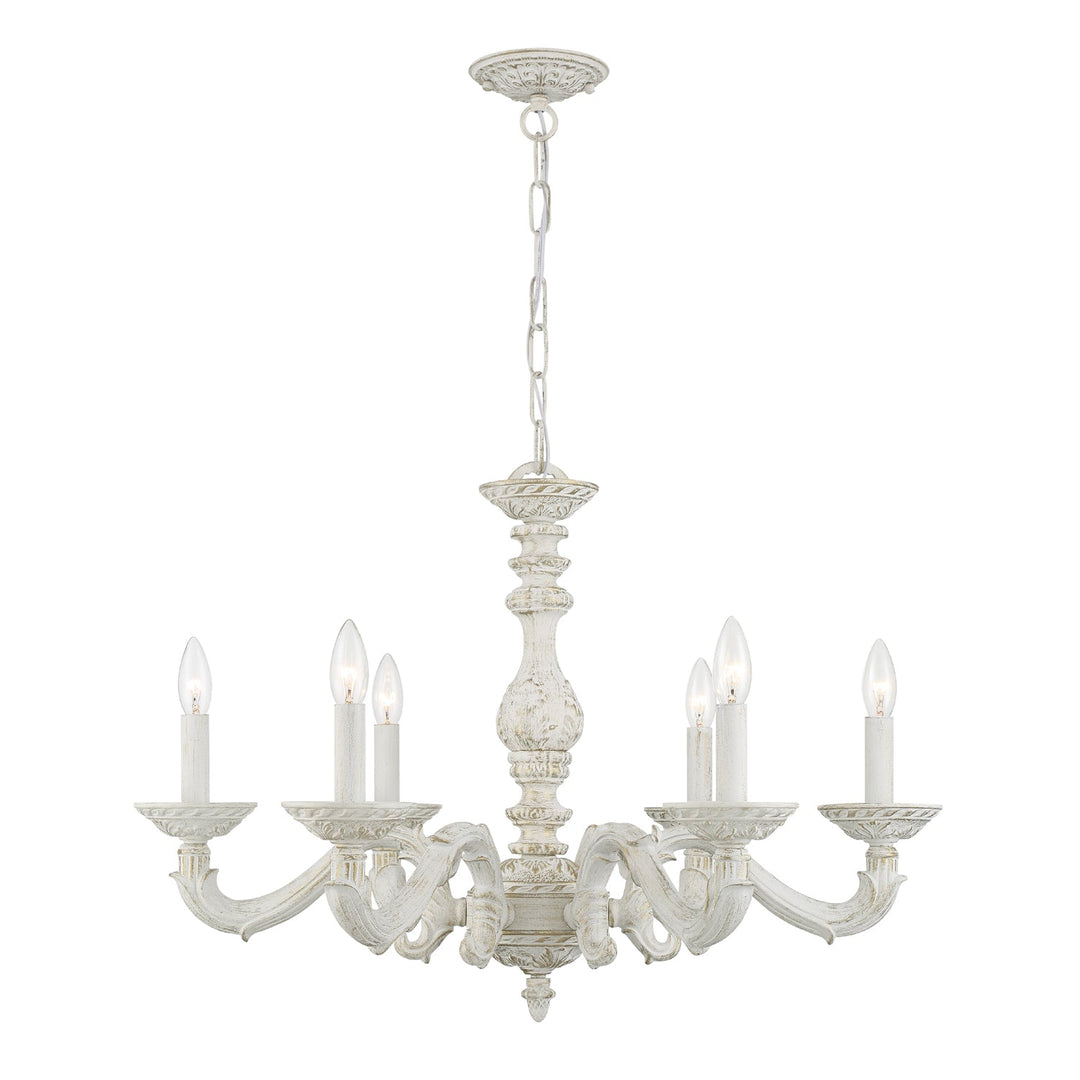 Paris Market 6 Light Antique White Chandelier Crystorama