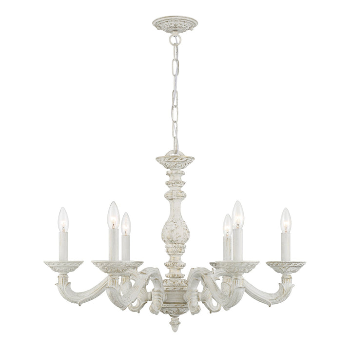 Paris Market 6 Light Antique White Chandelier Crystorama