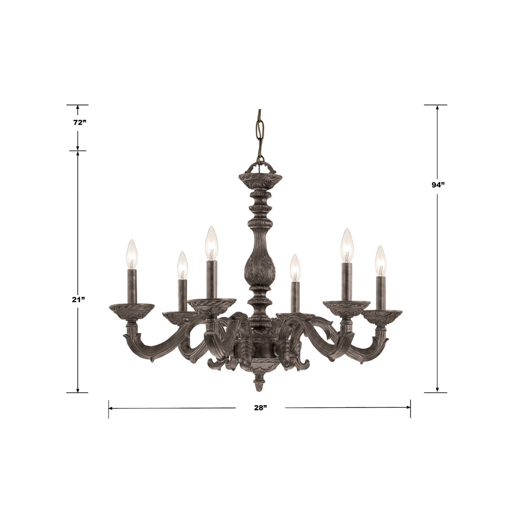 Paris Market 6 Light Venetian Bronze Chandelier Crystorama