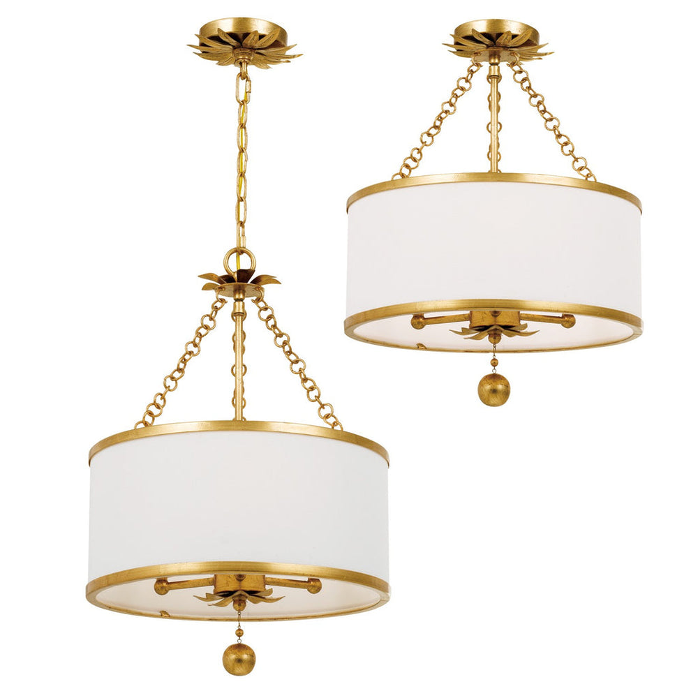 Broche 3 Light Antique Gold Mini Chandelier Crystorama