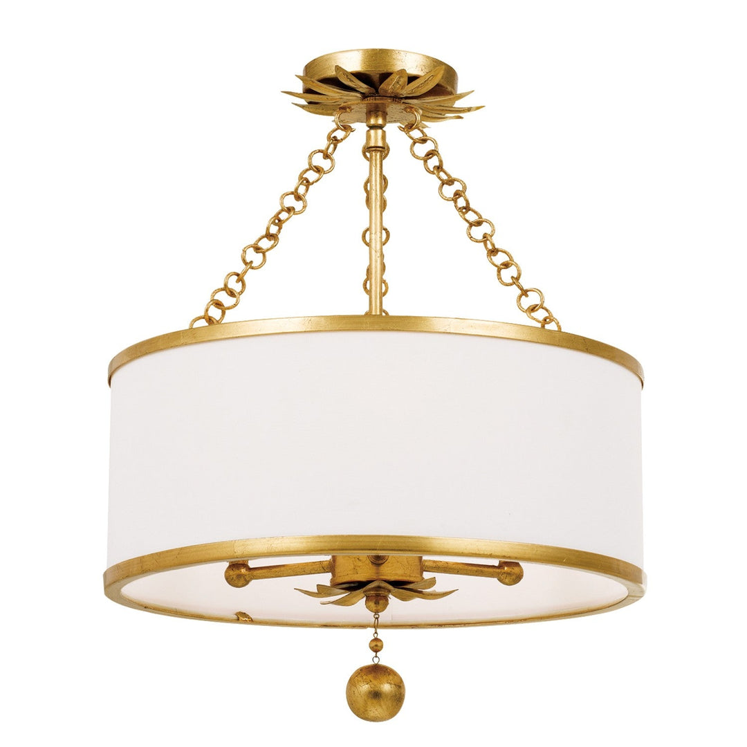 Crystorama Crystorama Broche 3 Light Antique Gold Semi Flush Mount