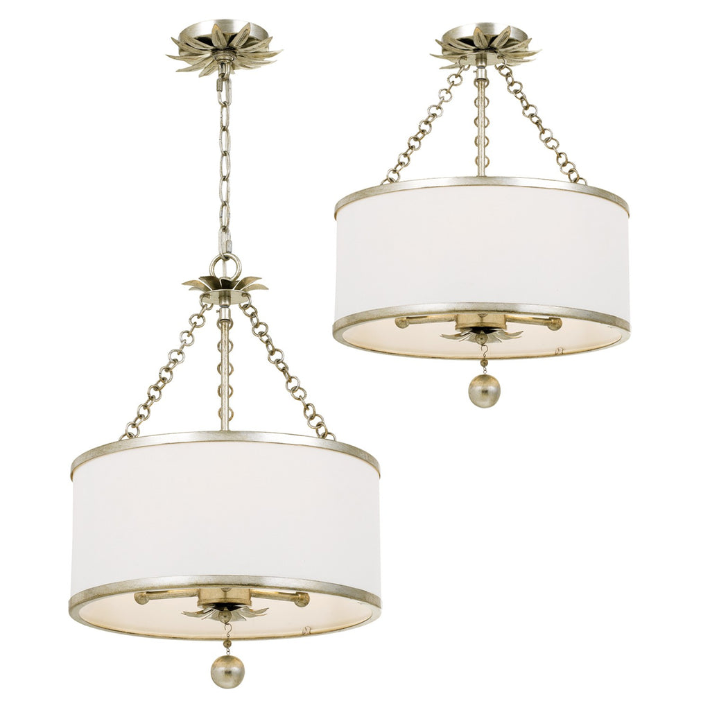 Crystorama Crystorama Broche 3 Light Antique Silver Semi Flush Mount