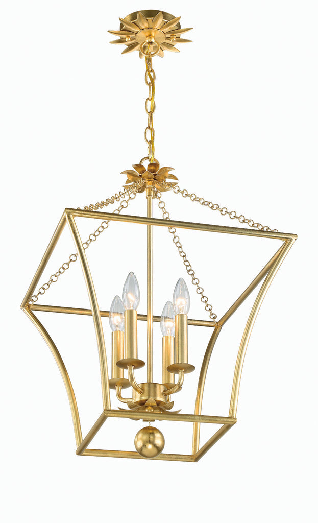 Broche 3 Light Antique Gold Mini Chandelier Crystorama