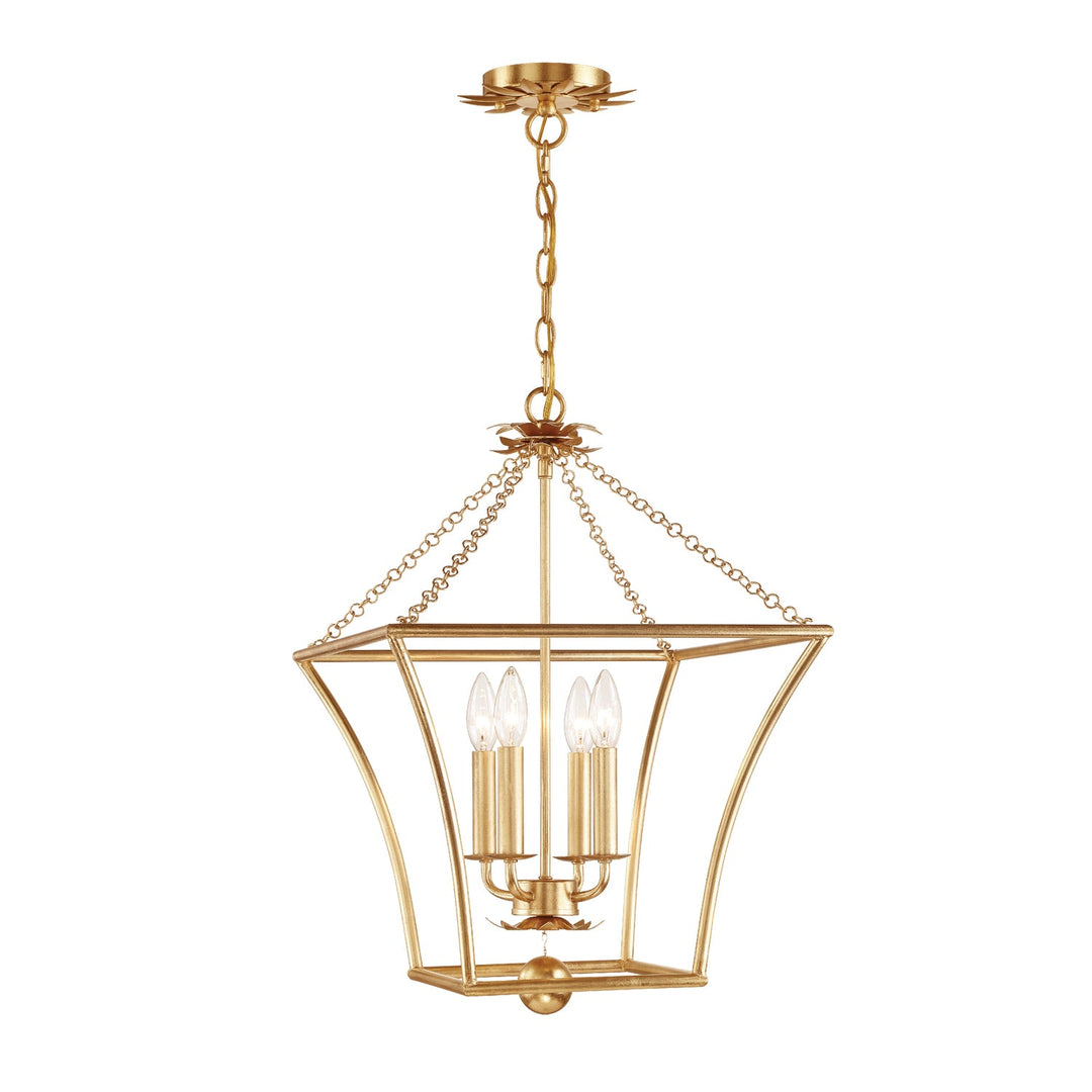 Broche 4 Light Antique Gold Mini Chandelier Crystorama