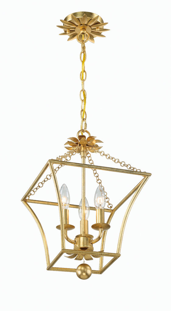 Broche 4 Light Antique Gold Mini Chandelier Crystorama