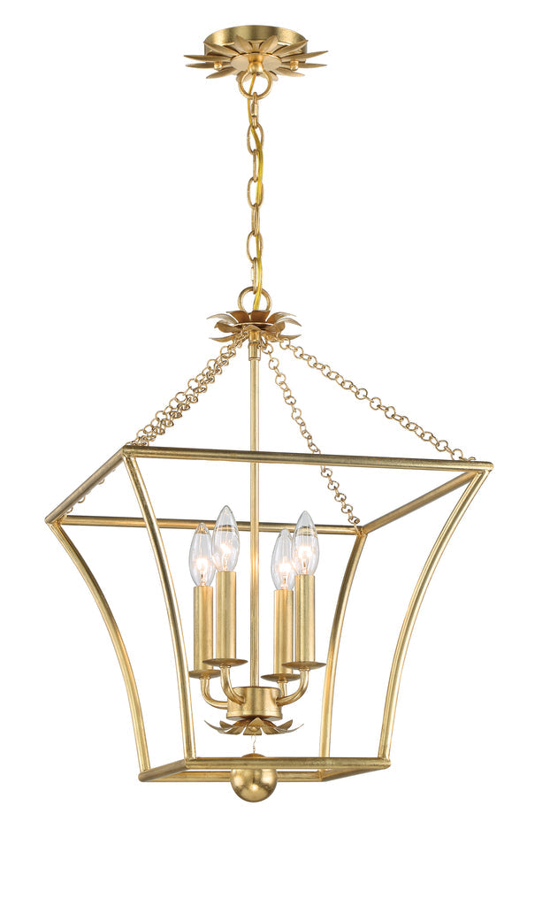 Broche 4 Light Antique Gold Mini Chandelier Crystorama