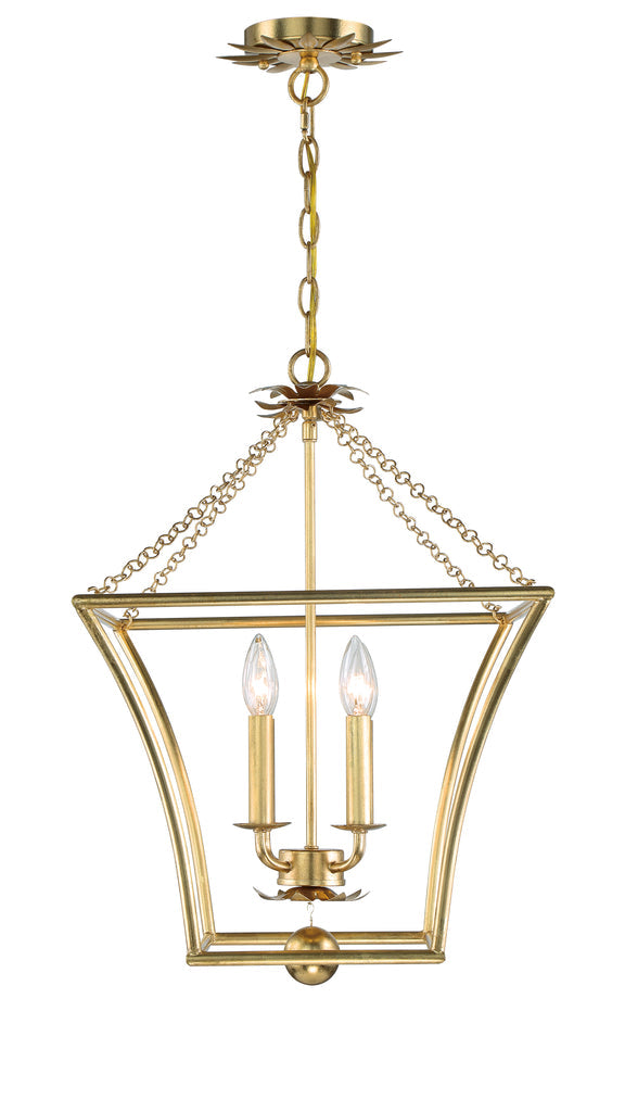 Broche 4 Light Antique Gold Mini Chandelier Crystorama