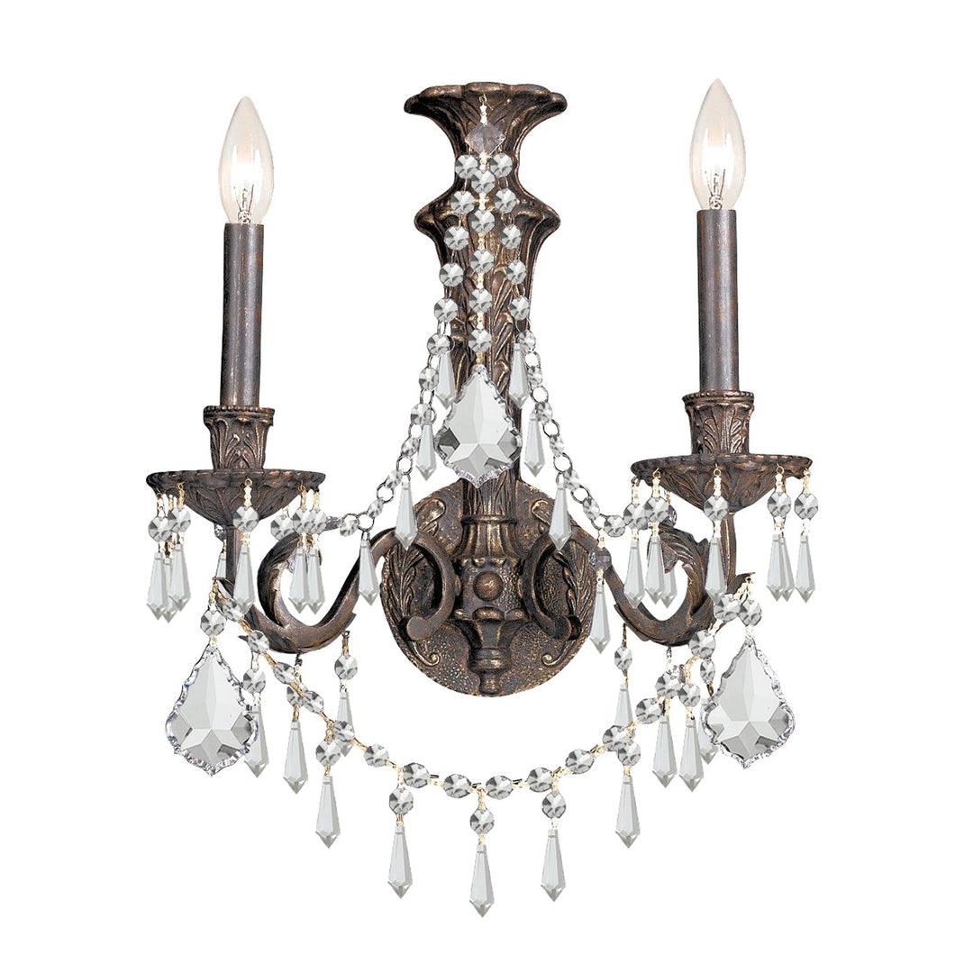 Crystorama Crystorama Vanderbilt 2 Light Hand Cut Crystal English Bronze Sconce