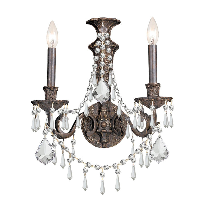 Vanderbilt 2 Light Hand Cut Crystal English Bronze Sconce Crystorama