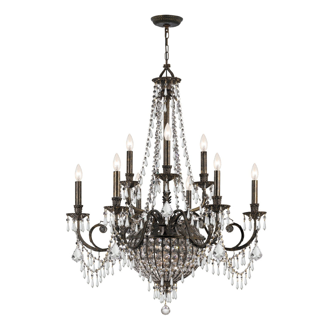 Vanderbilt 12 Light Hand Cut Crystal English Bronze Chandelier Crystorama