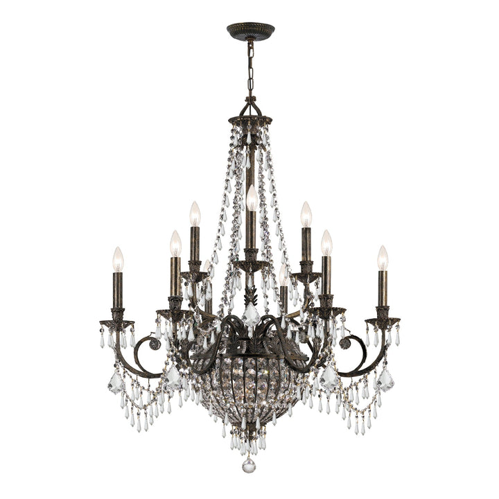 Vanderbilt 12 Light Hand Cut Crystal English Bronze Chandelier Crystorama