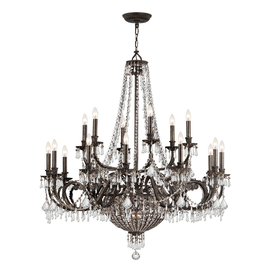 Vanderbilt 23 Light Hand Cut Crystal English Bronze Chandelier Crystorama