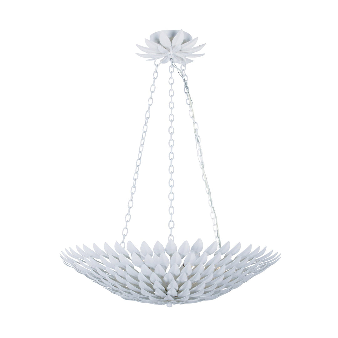 Broche 6 Light Matte White Chandelier Crystorama