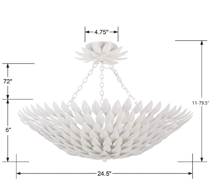 Crystorama Crystorama Broche 6 Light Matte White Semi Flush Mount