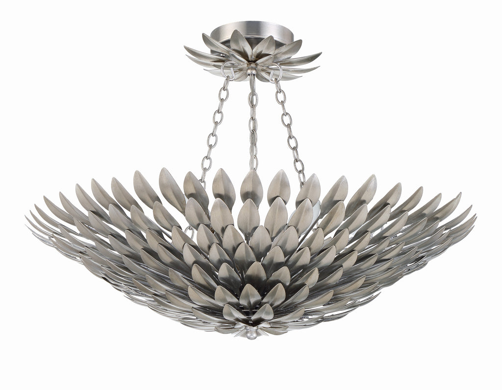 Broche 6 Light Antique Silver Chandelier Crystorama