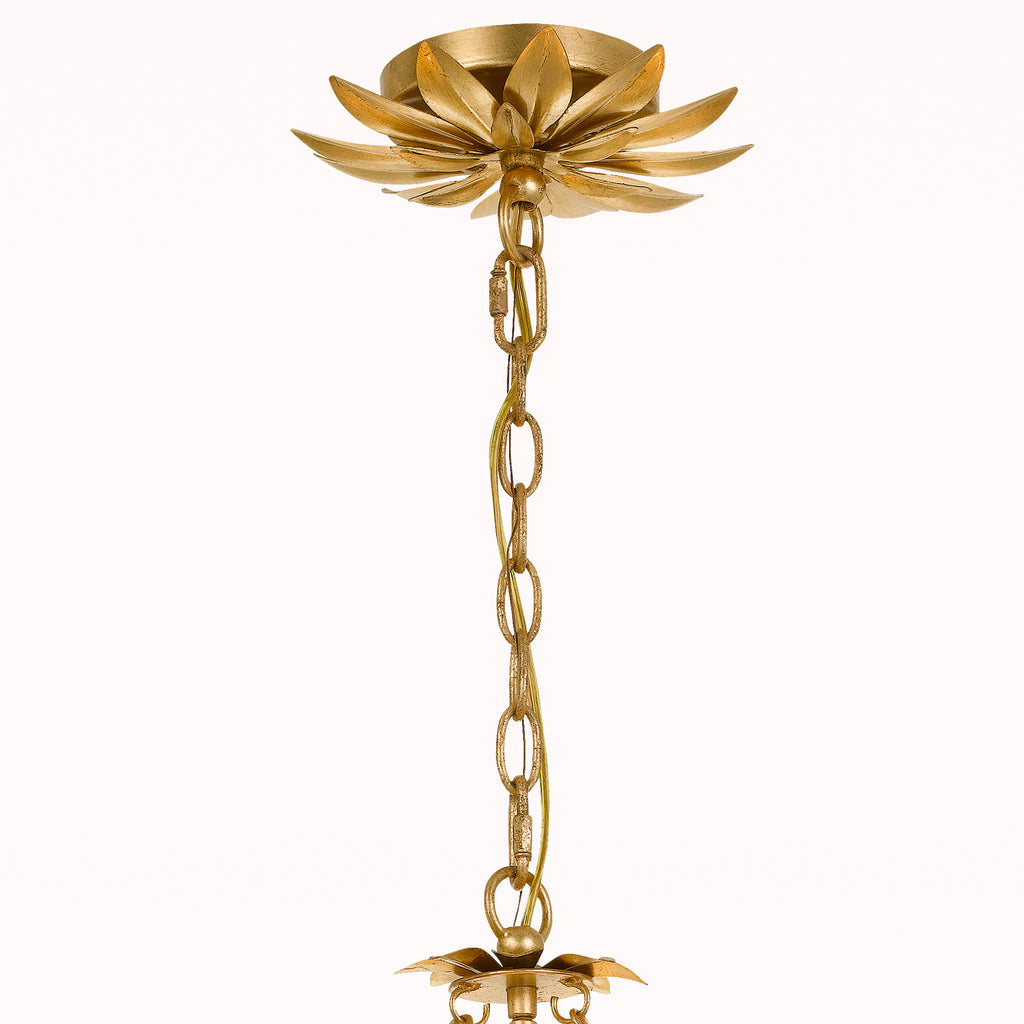 Broche 6 Light Antique Gold Chandelier Crystorama