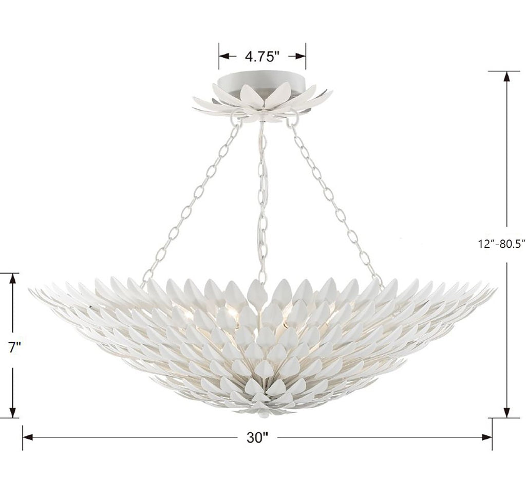 Crystorama Crystorama Broche 8 Light Matte White Semi Flush Mount