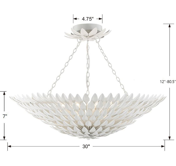 Crystorama Crystorama Broche 8 Light Matte White Semi Flush Mount