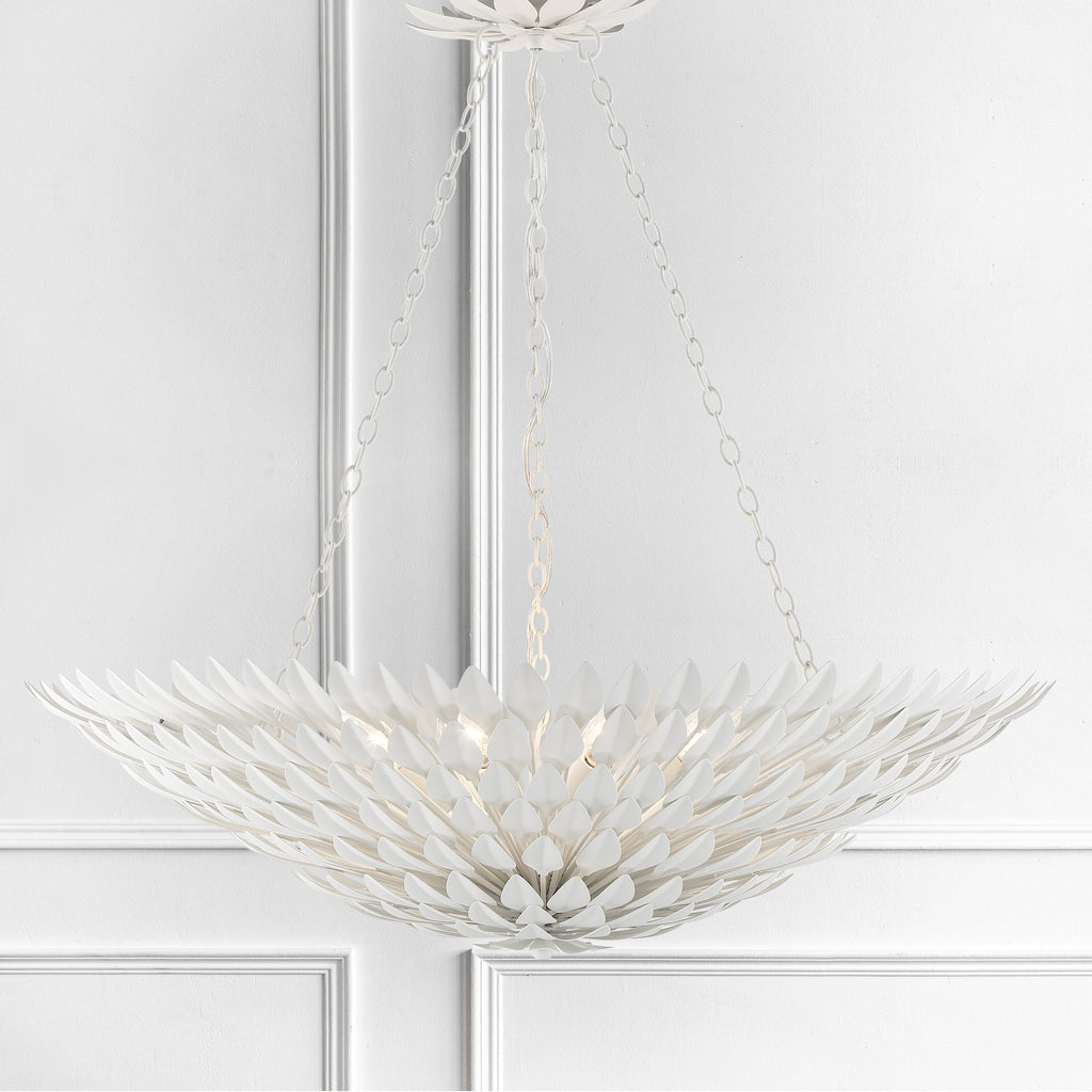 Broche 8 Light Matte White Chandelier Crystorama